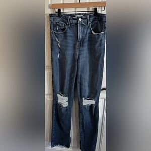 Good American Good Boy Jeans Size 6 / 28 Distressed Straight Leg